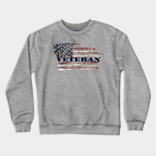 Veteran with American Flag Crewneck Sweatshirt by MonarchGraphics